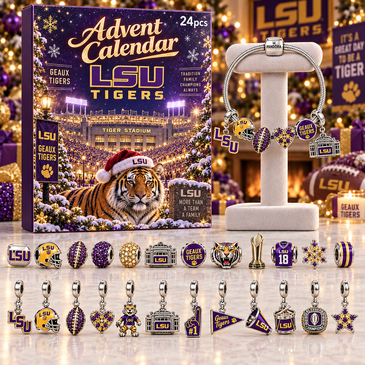 Premium LSU Advent Calendar Charm Bracelet Set TNSM