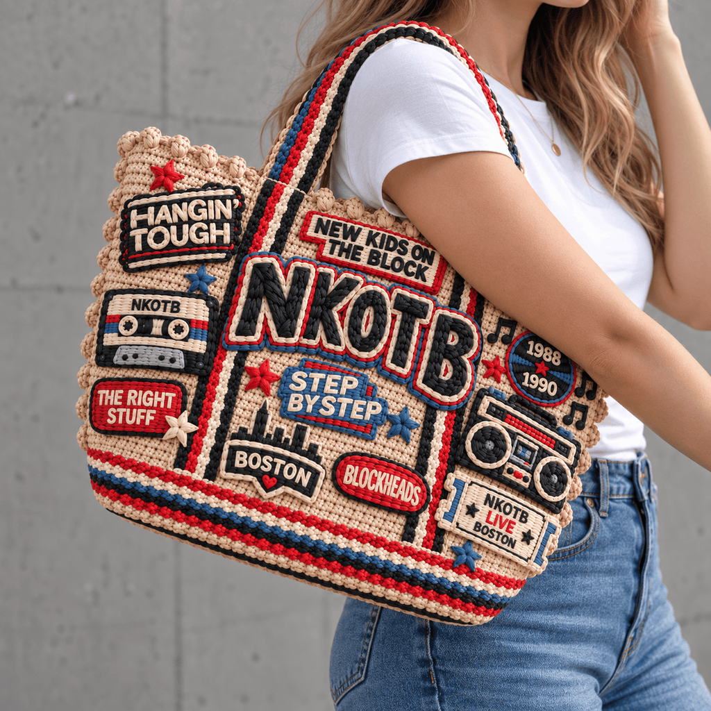 NKOTB Straw-Style Embellished Tote Bag NTKO