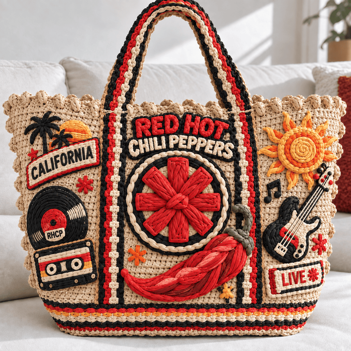 RHCP Straw-Style Embellished Tote Bag NTKO