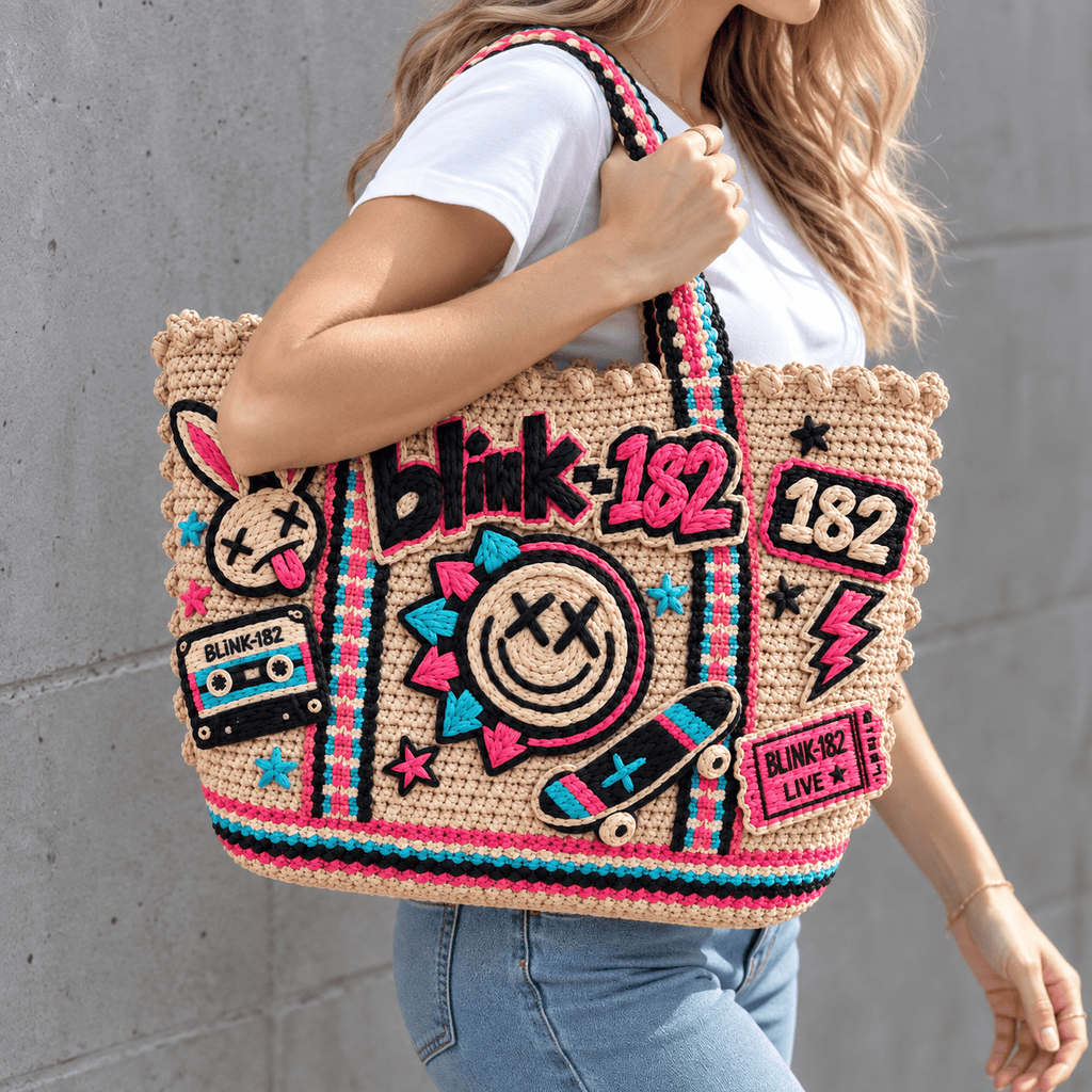 BLIK Straw-Style Embellished Tote Bag NTKO
