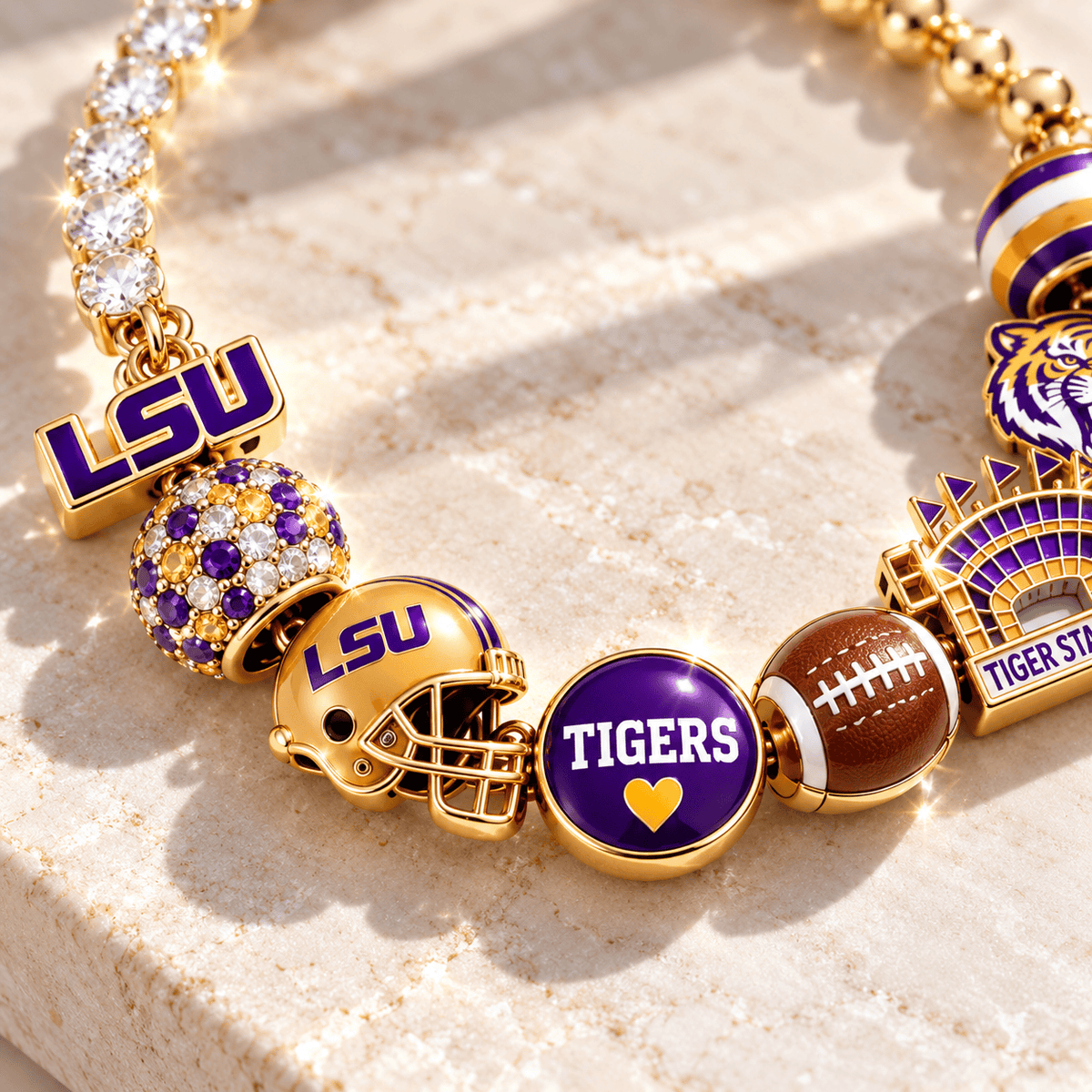 LSU Gold Charm Bracelet Set BMD
