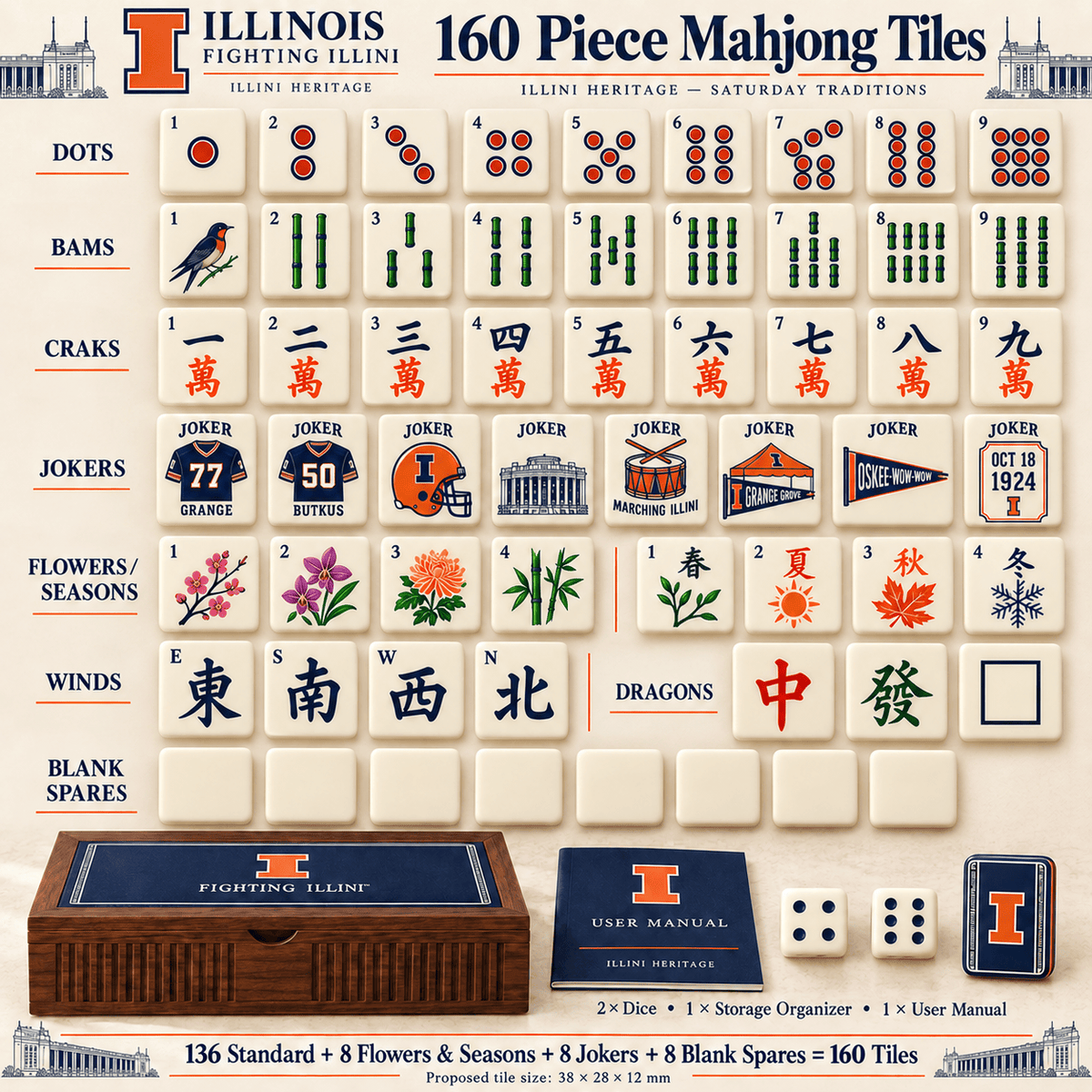 Premium IFI Mahjong Tiles Set TNSM