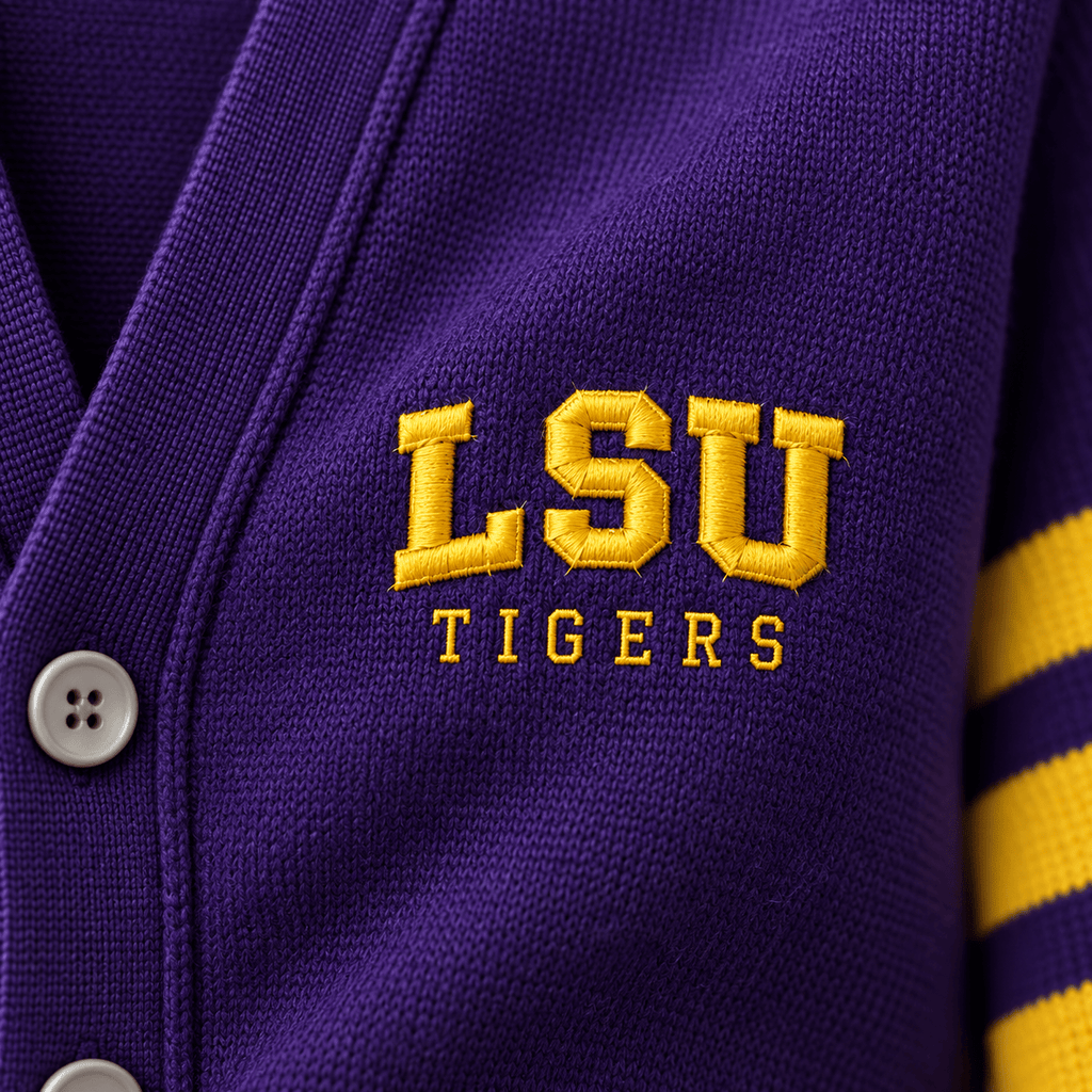 LSU Classic 4-Bar V-Neck Cardigan TTTT