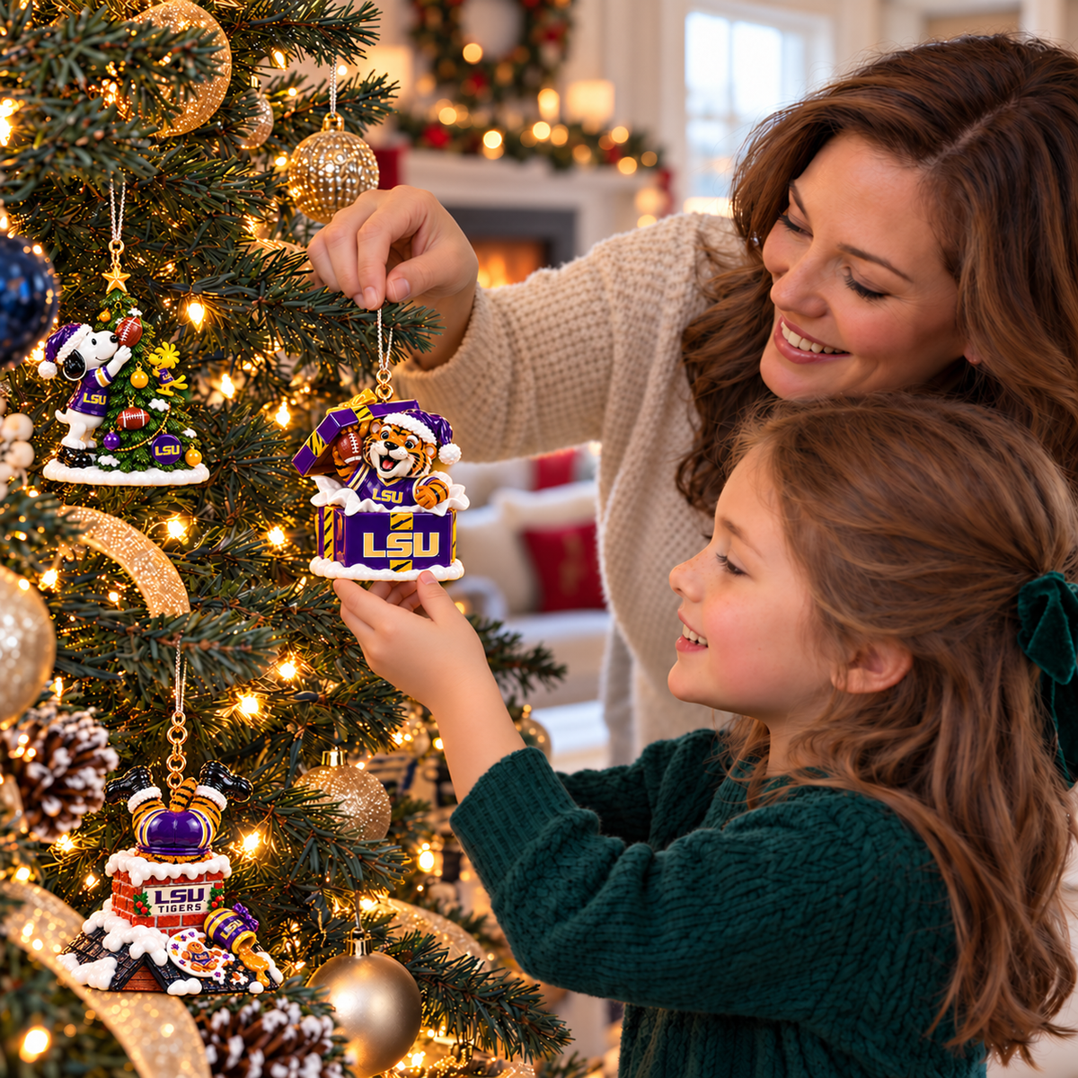 LSU Premium Christmas Tree Ornament Set TMH