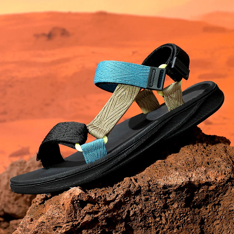 Summer Men's Sandals Outdoor Wadable Man Support Yoga Mat Gladiator Open Beach Slippers Antiskid Durable Flat Men Shoe Size40-45