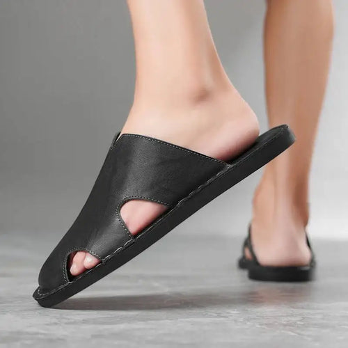 Genuine Leather Men's Sandals Beach Shoes Slippers High Quality Non-Slip Men Casual Breathable Summer Footwear Mens Outdoor Shoe